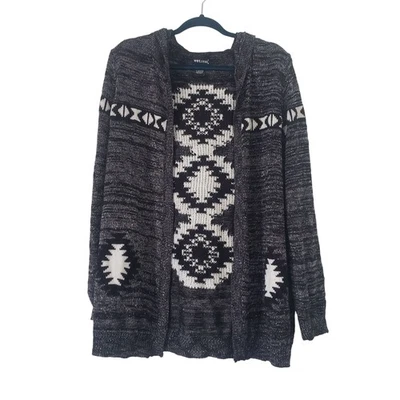 Cárdigan con capucha gris vintage Y2K Wetseal para mujer talla XL estampado azteca metálico Foto 1 de 4