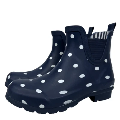 Galleria Enterprises Inc. Chelsea Botas de Lluvia Azul Marino Lunares Talla EE. UU. 7 Foto 1 de 4