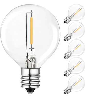 6 Pack E12 Screw Bulb, G40 LED Bulbs Outdoor, Non-Dimmable, 1W 2200K Warm White  - Image 1 of 4