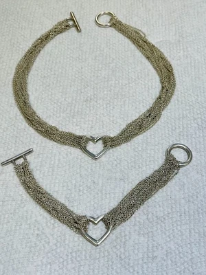 Authentic Tiffany & Co 925 Multi Strand Necklace And Bracelet Set. - Image 1 of 4