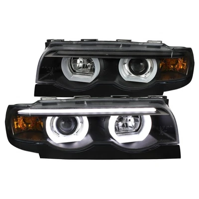 Black Fits 1995-2001 Bmw E38 7-Series 740I 740Il Led Halo Projector Headlights Foto 1 de 4