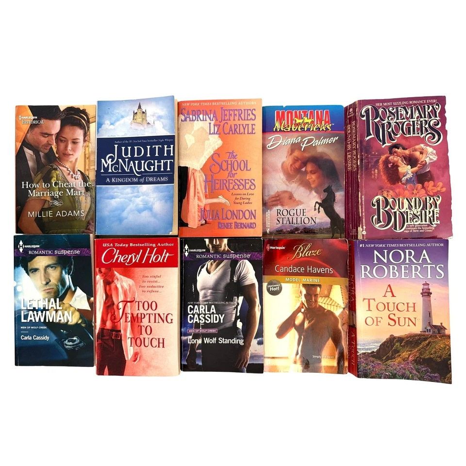 Лот из 10 романтических романов Джудит Макнот Нора Робертс Розмари Роджерс Диана P - Изображение 1 из 1