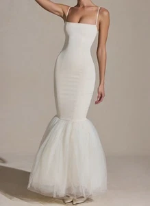 Oh Polly Adelpha Tulle Hem Fishtail Gown Color: Ivory Size: 10 NEW! - Picture 1 of 5