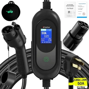 Caricabatteria SubSun livello 2 EV - 50A/240V -25 piedi cavo - spina NEMA 14-50 + adattatore Tesla - Foto 1 di 1
