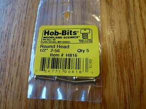 Woodland Scenics Hob-Bits #816 / 2-56 Roundhead Screws - Brass, pkg(5) -- 1/2" - Picture 1 of 1