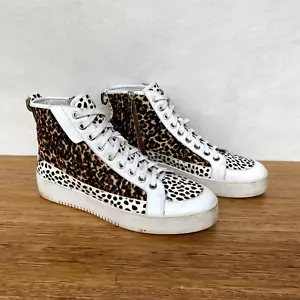 ☘️ Django & Juliette Lulla-DJ Leopard Fur High Top Shoes Sneakers Size 41 10 - Picture 1 of 9