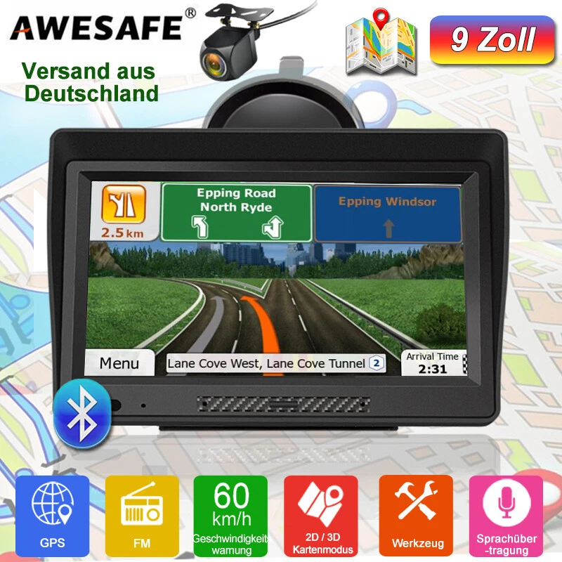 AWESAFE A10 9 Zoll  Navigationsgerät mit Sonnenschutz - Schwarz