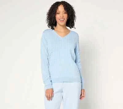 Suéter Joan Rivers Algodón Seersucker Cuello en V-Chambray-2X-NUEVO-A684757 Foto 1 de 2