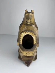 Cesta de zapatos vintage de madera tallada a mano de oso animal decoración de arte para el hogar - Imagen 1 de 8