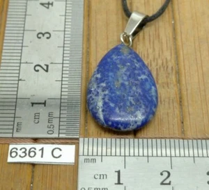 Pendentif goutte LAPIS LAZULI + cordon reglable - reiki collier pierre roulee - Picture 1 of 2