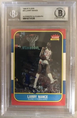 1986-87 Fleer - #78 Larry Nance BAS Beckett Authentic Signed - Image 1 of 2