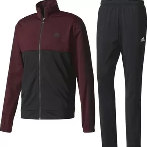 Adidas mens Track suit black maroon jacket and pant set BQ8357 new tracksuit - Picture 1 of 5