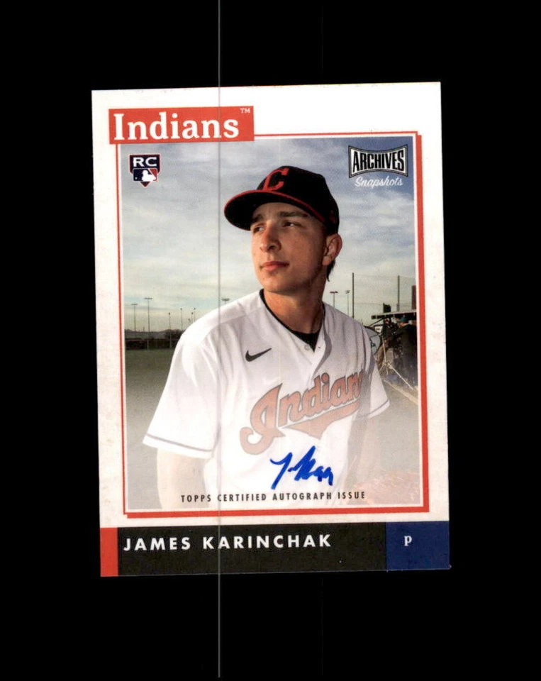 James Karinchak 2020 Topps Archives Snapshots AUTO Rookie Card #AS-JK INDIANS - Image 1 of 1