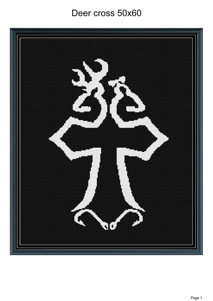 Deer cross blanket pattern,50x60", written and graph pattern included - Image 1 of 1