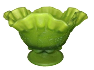 Vintage Westmoreland Satin Frosted Green Glass Footed Dish Authentic Nice:) - Picture 1 of 12