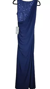 Abito lungo formale senza maniche Jessica Howard donna paillettes gioiello blu navy taglia 10 - Foto 1 di 21