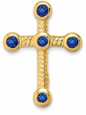 14k Yellow Gold Sapphire Cross Slide Pendant - Image 1 of 3