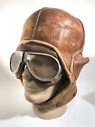 Rare WW1 US Army Air Service Spalding Hard Leather Flying Pilot Helmet w/Goggles
