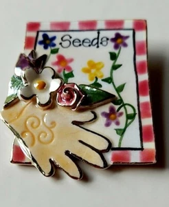 Seeds Porcelain Brooch Pin 3" Free Gift Bag Gardening - Picture 1 of 4