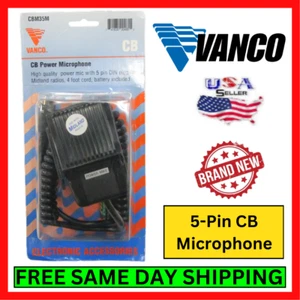 Vanco CBM35M Mikrofon CB do radia Midland 5-pinowa wtyczka DIN 4' Regulowana moc - Zdjęcie 1 z 9