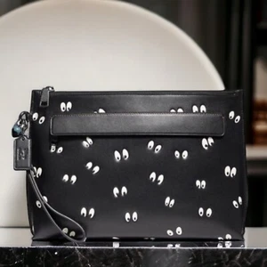 NWT_Disney X_Coach Leather Carryall Pouch_w Spooky Eyes Print_32643_Snow White  - Picture 1 of 3