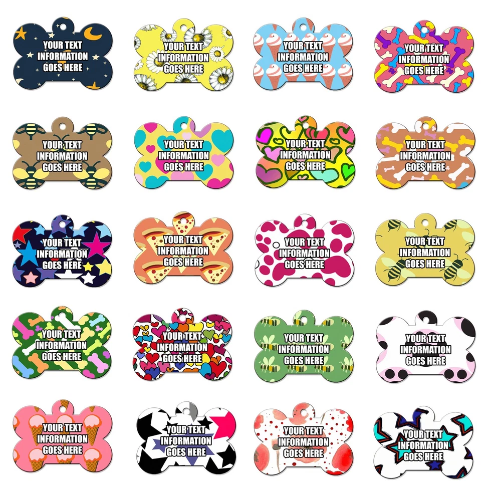 Pretty Pattern Personalised Dog Tag ID Double Sided Dog Pets Name Identity - Image 1 of 1