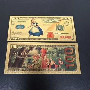 Billete de Alicia en el País de las Maravillas chapado en oro de 24k coleccionable de Disney - Imagen 1 de 3