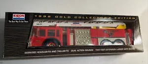 1998 Fire Rescue Truck Exxon Gold Collector Edition Working Lights & Ladder NEW - Picture 1 of 7