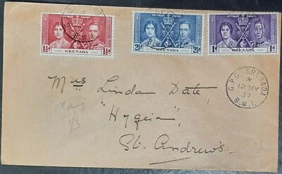 (GRD-203) GRENADA 1937 KGVI Coronation set on printed First Day Cover - Image 1 of 2
