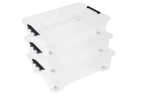 3x Unterbettbox Rollbox Aufbewahrungsbox mit Deckel 25L Spielzeugkiste Rollen - Bild 1 von 3