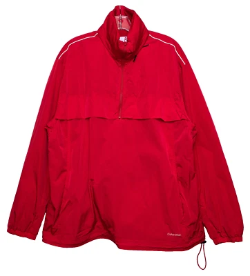 CALVIN KLEIN BNWT MENS RELAXED NYLON HOOD PULLOVER sz M CRIMSON - Image 1 of 4