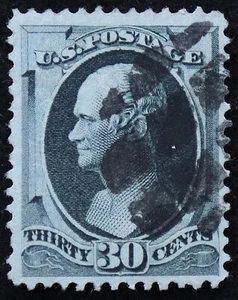 U.S. Used Stamp Scott #165 30c Hamilton. VF - XF. Diamond Grid Fancy Cancel. - Picture 1 of 2