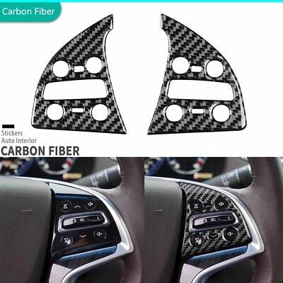 Cubierta de botón de volante interior de fibra de carbono real para Cadillac XTS 2013-19 Foto 1 de 4