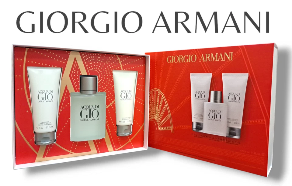 JUEGO DE 3 PIEZAS ACQUA DI GIO de GIORGIO ARMANI -3,4 EDT Spray + 2,5 A/SBalm + 2,5 Showe Gel Foto 1 de 1
