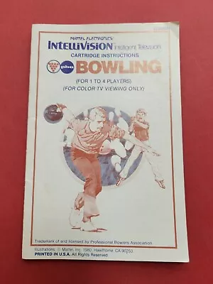 Mattel Intellivision Bowling PBA Cartridge Instructions Booklet 1980 - Image 1 of 2