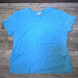 SB Scrubs Women Scrubs Top XL Turquoise Back Tie Pockets Short Sleeve V Neck - Picture 1 of 8