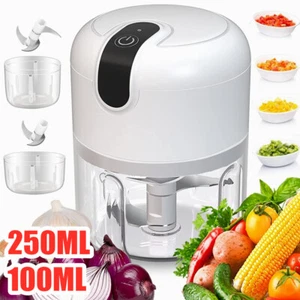 Elektrisch Mini Zwiebelschneider 100+250ml Knoblauchhacker Gemüsezerkleinerer - Bild 1 von 18