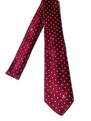 Vtg 60’s Lanvin Men Rich Burgundy Silk Necktie with Logo Foto 1 de 3