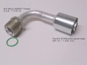 A/C HOSE FITTING,MALE INSERT O RING BEADLOCK, 90 DEGREE #12 NUT/HOSE 35B1824 - Foto 1 di 1