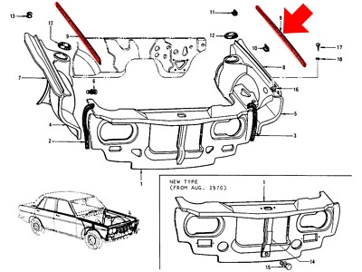 1968-1974 for Datsun 510 Bluebird 1600 pair fender weatherstrip rubber seal - Image 1 of 4