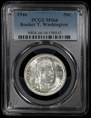 1946 50c Booker T. Washington Commemorative Half Dollar PCGS MS 66 | Unc BU - Image 1 of 4