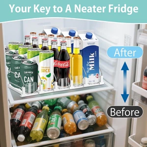 Organizzatore Bevande per Frigo 5 Fila Spingi Automatico Scivola Larghezza Regolabile Soda - Foto 1 di 9