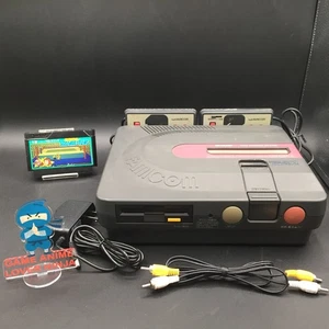 Sharp Twin Famicom Console System Black New Belt AN-500B Japanese Tested - Picture 1 of 13