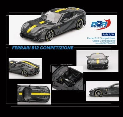BBR 1:64 Ferrari 812 Competizione Grigio Competizione Diecast Model Car - Image 1 of 4