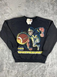 Vintage 90s Michigan Wolverines Looney Tunes Crewneck Black Size Youth M NWT - Picture 1 of 5