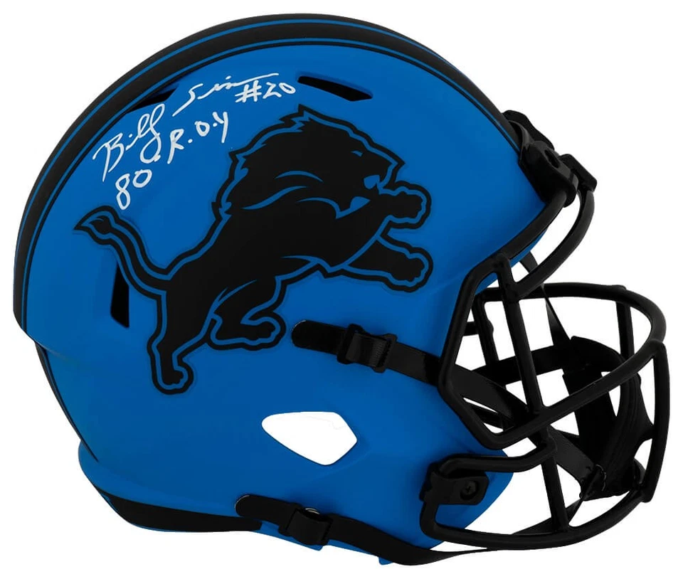 Casco réplica tamaño completo firmado por Billy Sims Lions RAVE Riddell con ROY - (CERTIFICADO DE AUTENTICIDAD SS) Foto 1 de 1