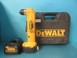 DEWALT DW966 CORDLESS RIGHT ANGLE 3/8" DRILL BATTERY & CHARGER 14.4 VOLT CASE - Picture 1 of 23