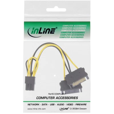 InLine Cavo di alimentazione int. da 6 pin PCIe F a 2x SATA 15pin M 26628B - Immagine 1 di 2