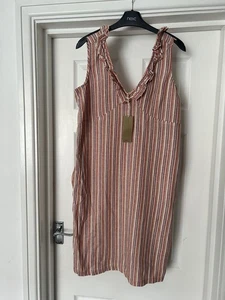 Neu Next Sommer-Etuikleid mehrfarbig Block Leinenmischung Größe 10 UVP 28 £ - Bild 1 von 8
