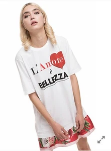 Dolce and Gabbana L'Amore e Belleza White cotton T shirt size IT 44 NWT - Picture 1 of 17